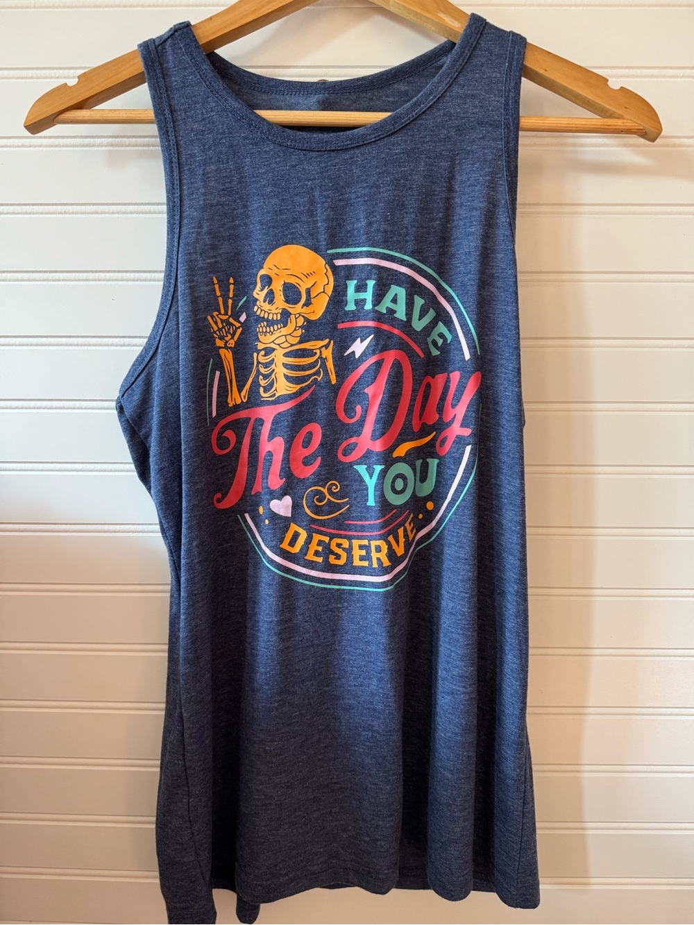 Have The Day You Deserve Graphic Tank - Navy Blue